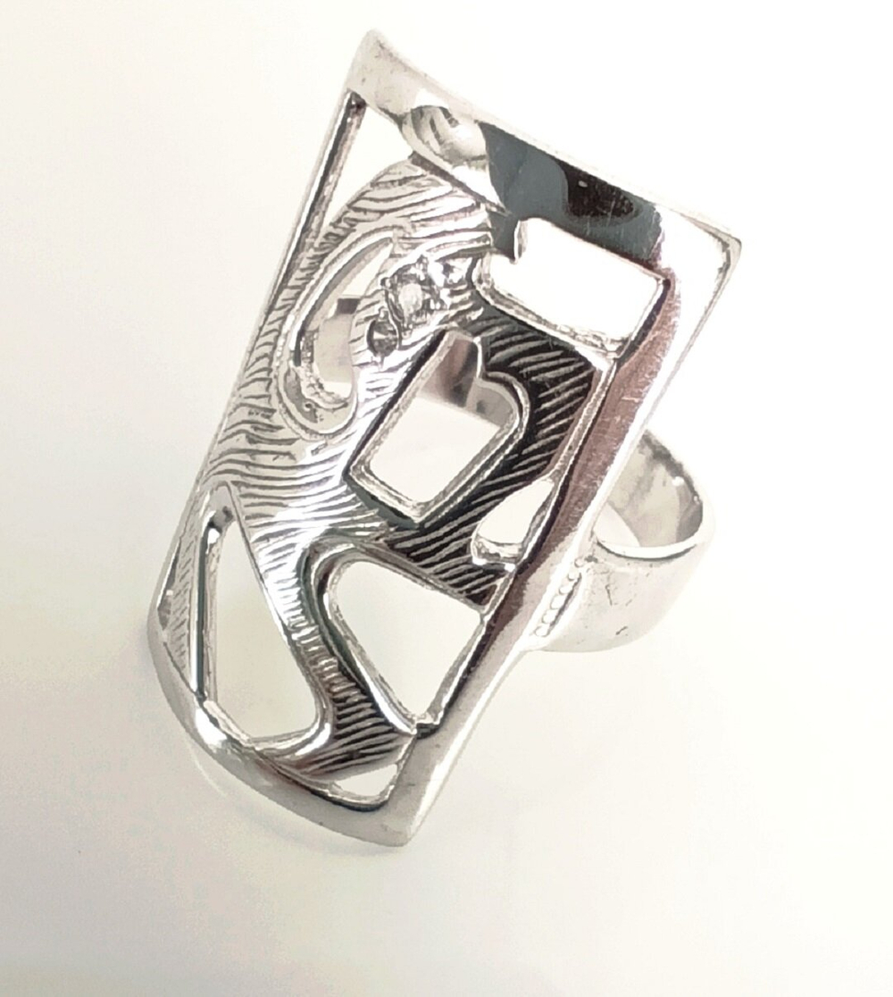 Ювелирное кольцо Эстерелла, родированное серебро, 925 проба, с фианитами/Ф