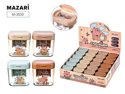 Точилка пластик "Капибара" с контейнером,2 отверстия (Mazari)