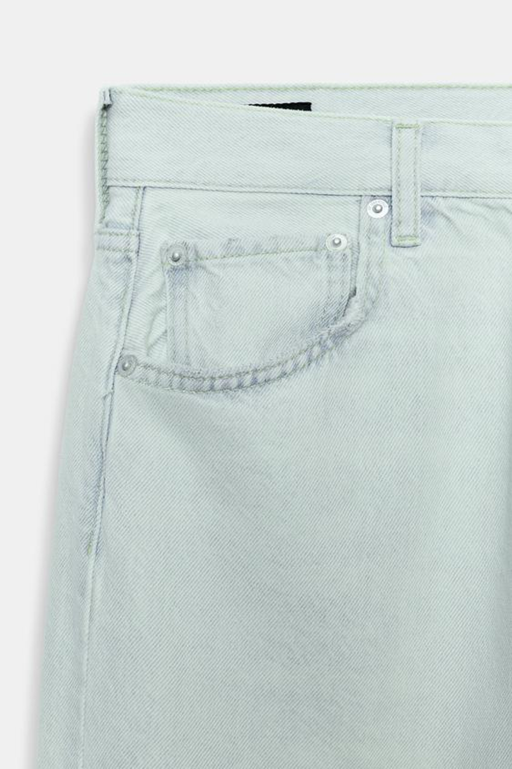 ZARA ДЖИНСЫ ZW COLLECTION ПРЯМОГО КРОЯ СО СРЕДНЕЙ ПОСАДКОЙ И РВАНЫМИ ДЕТАЛЯМИ, ГОЛУБОЙ