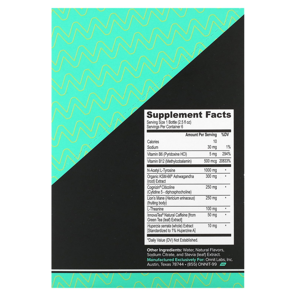 Onnit, Alpha BRAIN® Focus Shot, тропические фрукты, 6 флаконов по 75 мл (2,5 жидк. унции)