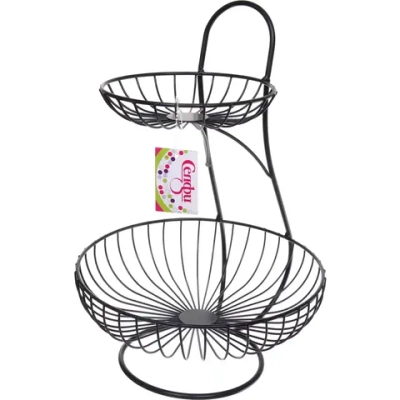 Фруктовница «Brownie» 2 яруса (16*25*36см) черная, полоски