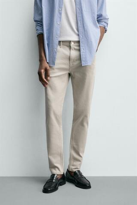 ZARA БАЗОВЫЕ ДЖИНСЫ SLIM FIT, ЭКРЮ