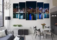 Модульная картина "Город в отражении"