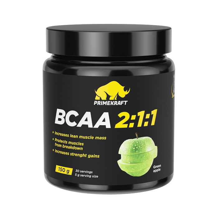 Аминокислотный комплекс &quot;Зеленое яблоко&quot; ВСАА 2:1:1 Green apple, Prime Kraft, 150 г