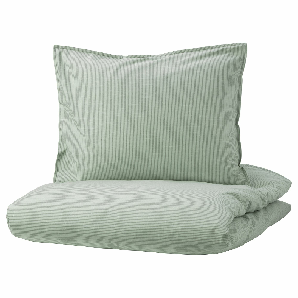 Комплект постельного белья IKEA BERGPALM (БЕРГПАЛМ), Двуспальный, Зеленый, 240x220, 50x80 см