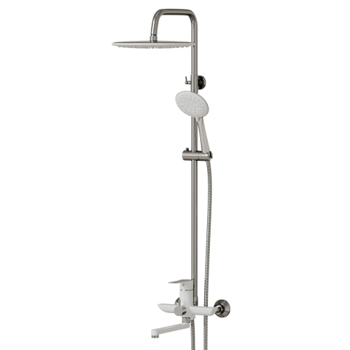 Душевая система 35к MIXLINE ML2415 излив лейка 3 позиции +лейка "Тропический душ" ХРОМ/БЕЛЫЙ