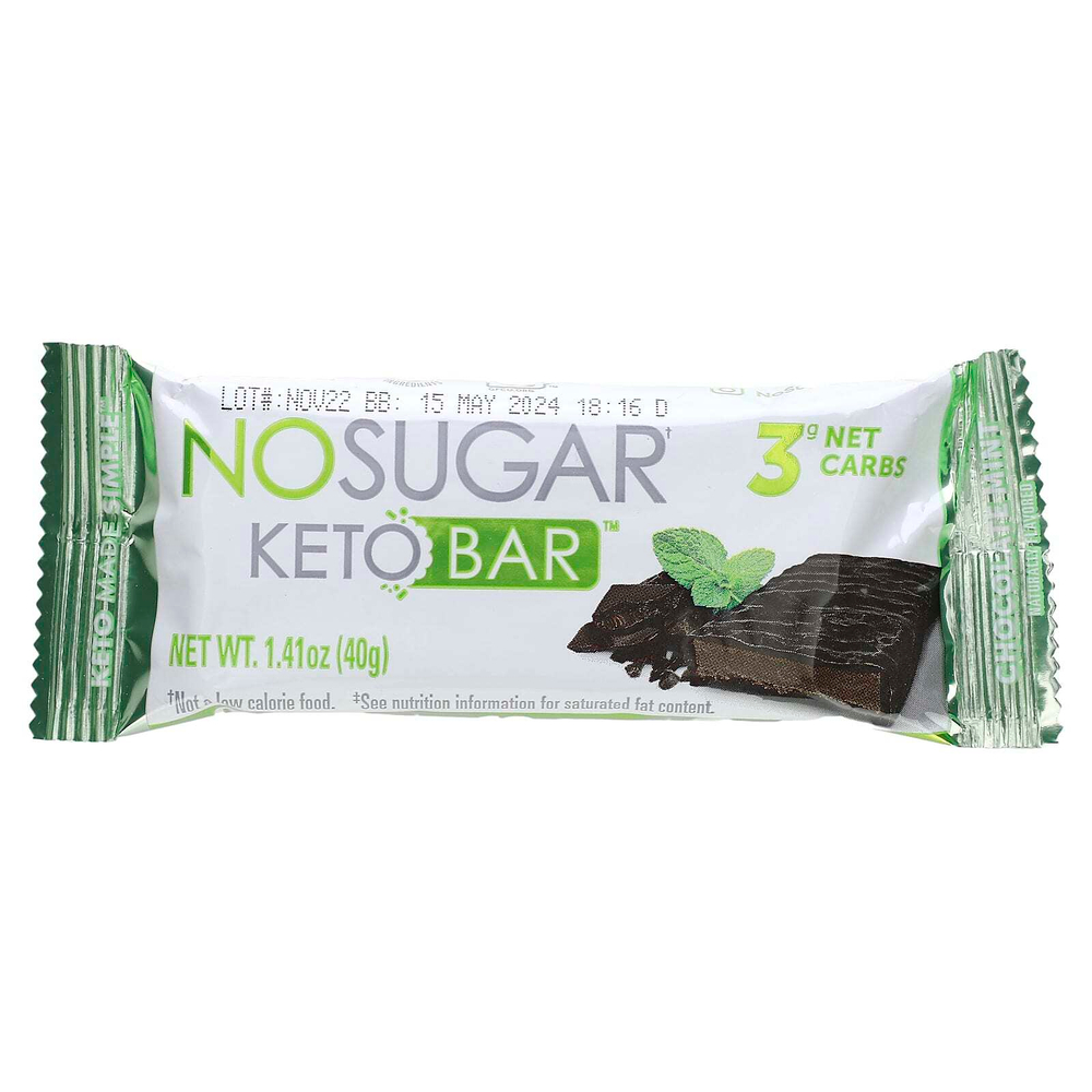 No Sugar Company, Keto Bar, батончик с шоколадом и мятой, 12 батончиков по 40 г (1,41 унции)