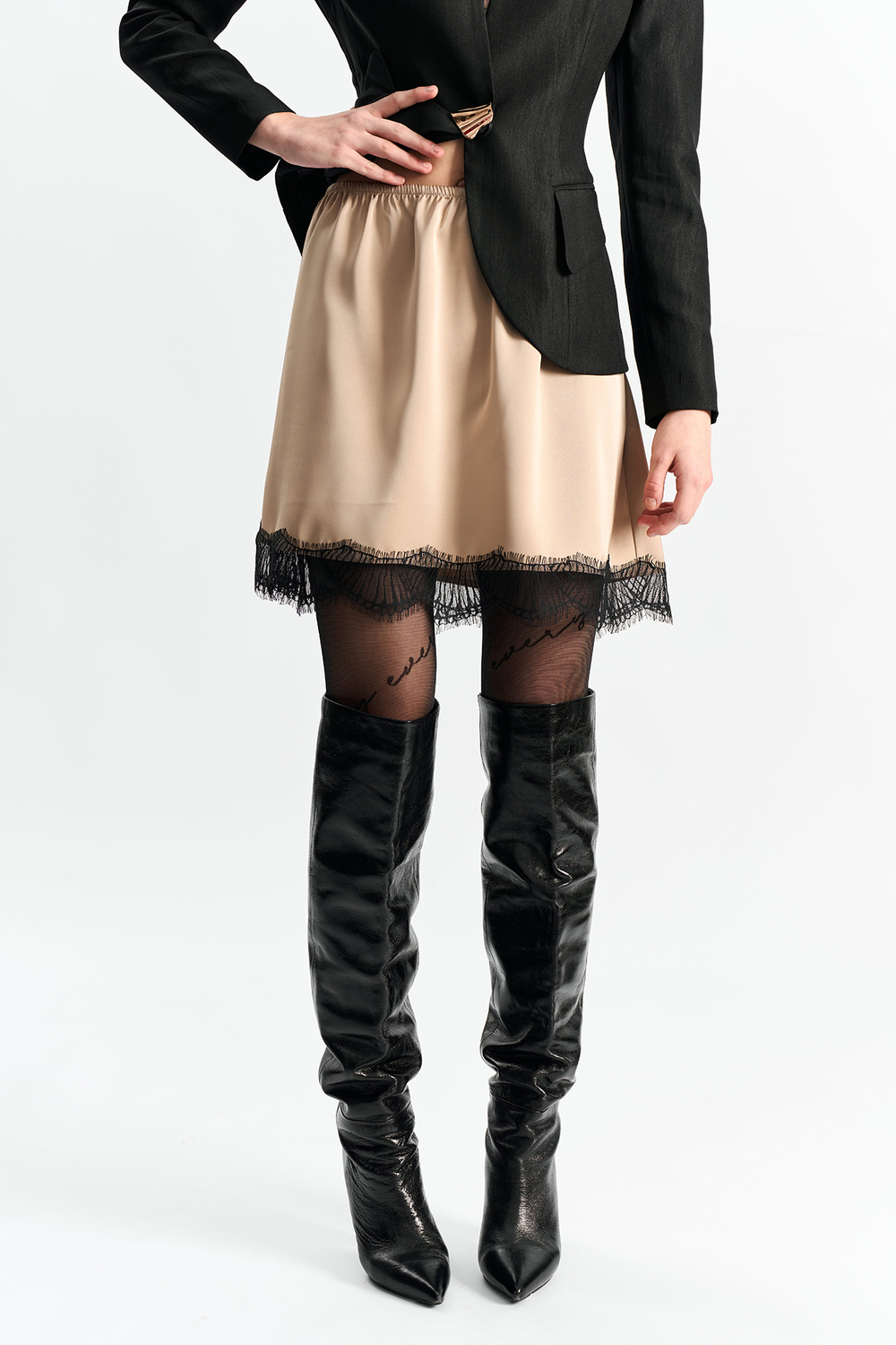 Мини-юбка с кружевом 1264 золото