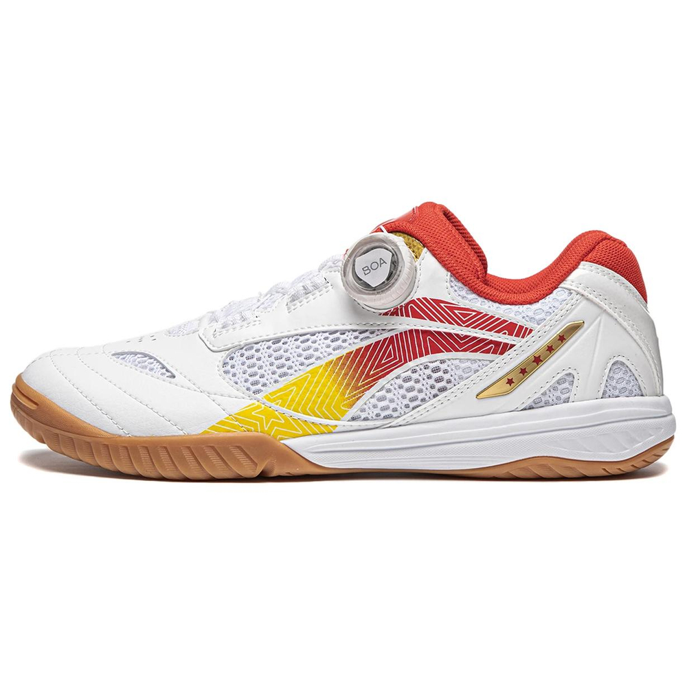 Li Ning Cushioning, Wear Resistant Low top Table Tennis Shoes Unisex White Red Yellow