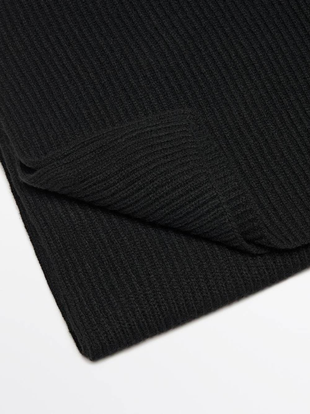 Massimo Dutti Шарф из шерсти и кашемира, черный