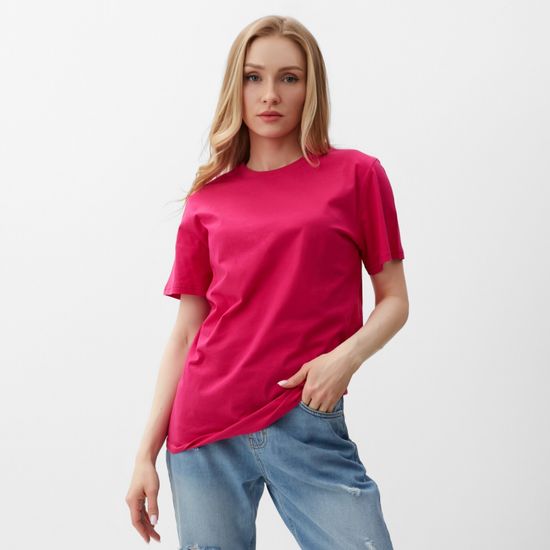 Купить женскую футболку из хлопка цвет фуксия  с доставкой по России