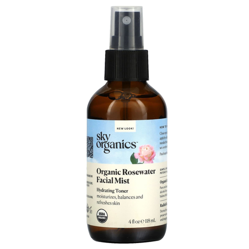 Sky Organics, Органический спрей для лица с розовой водой, 118 мл (4 жидк. унц.)