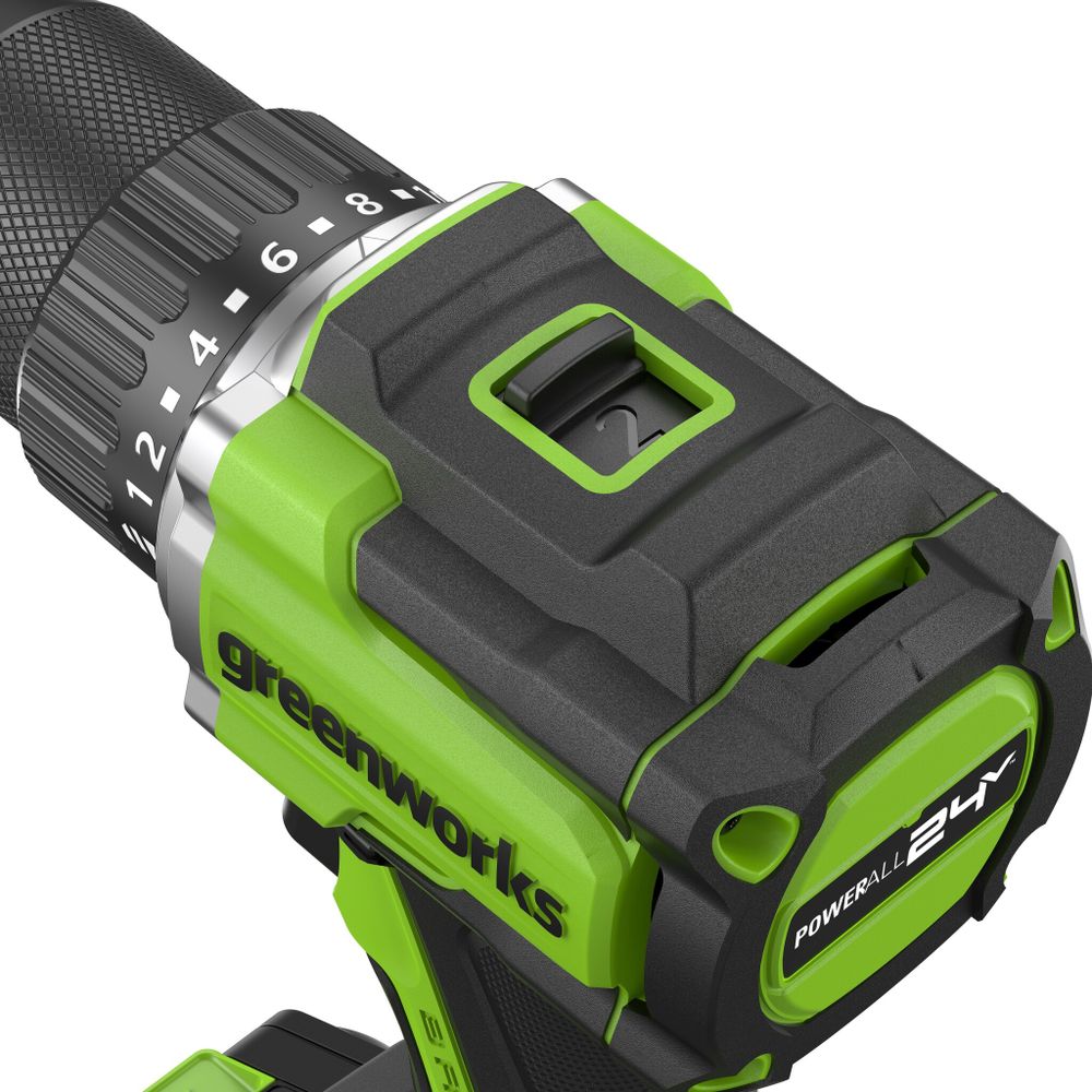 Дрель-шуруповерт акк. Greenworks DD560, 24V, б/щет, 30/60 Нм,13мм, Anti-kickback,1х2Ач,ЗУ,кор (3708407CUA)