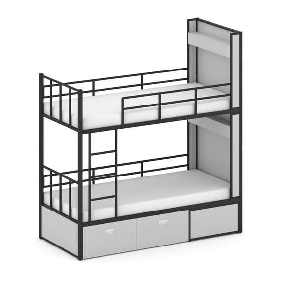 Overnight Кровать 2-х ярусная ON.K2-001 Серый/Металл Черный 2080*950*2260