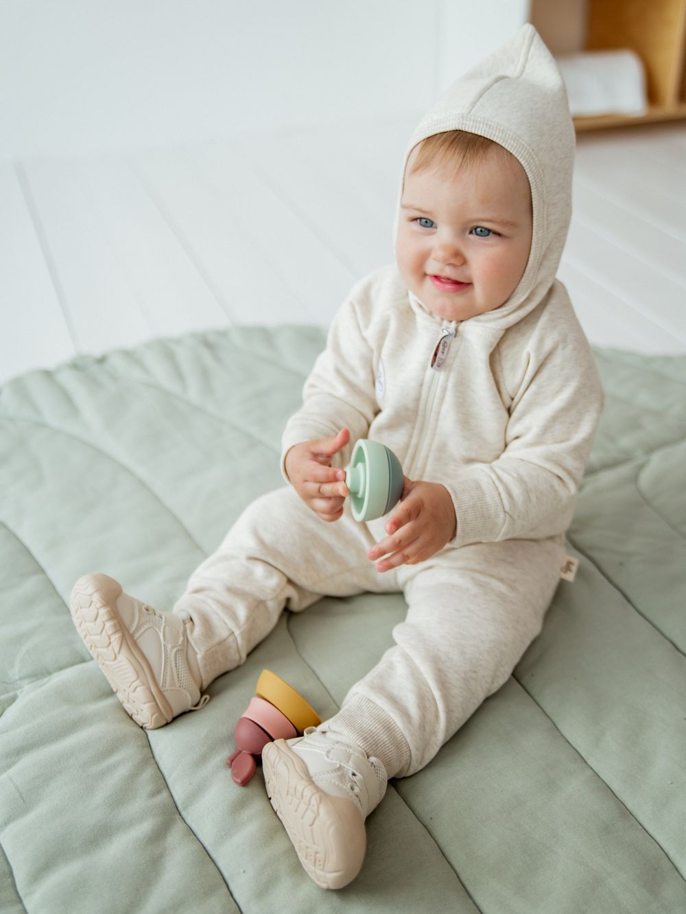 Костюм с толстовкой "Ванильный пудинг" утепленный 0+