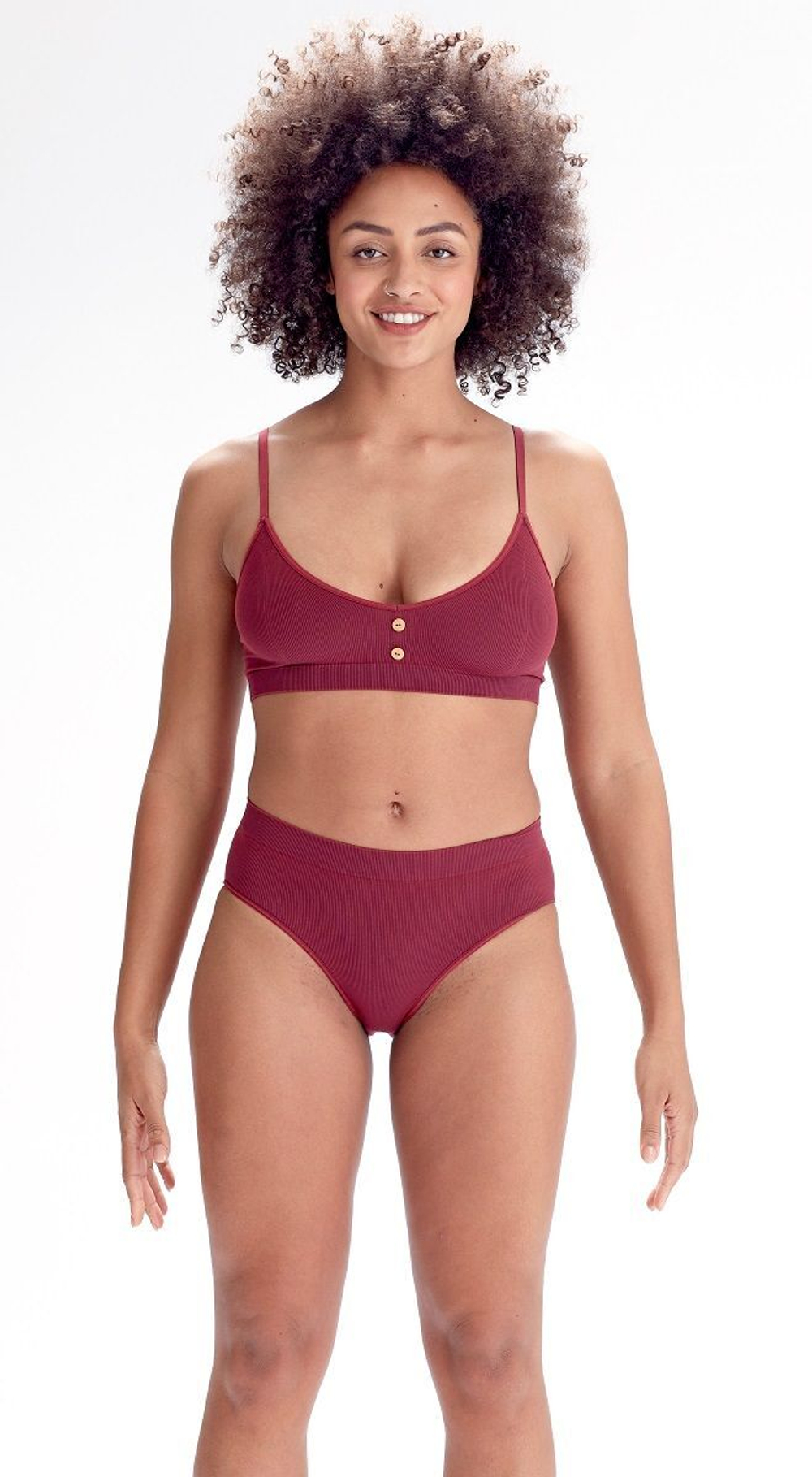 Эко-бюстгальтер в мелкий рубчик Eco-wear (Размер: XS) (Цвет: бордовый)