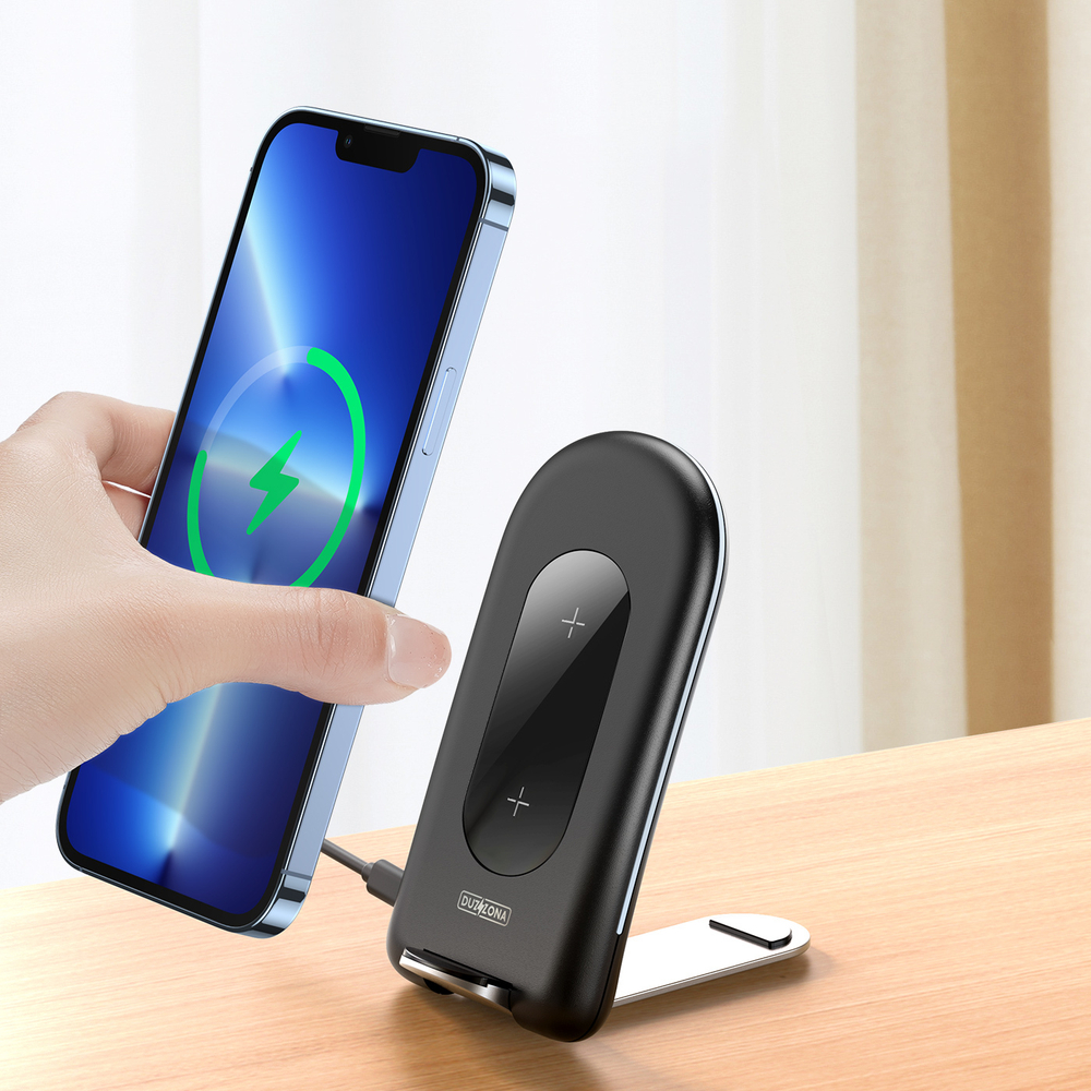 Быстрое беспроводное зарядное устройство 15W со складной подставкой, W2 Wireless Charger Stand, Duzzona