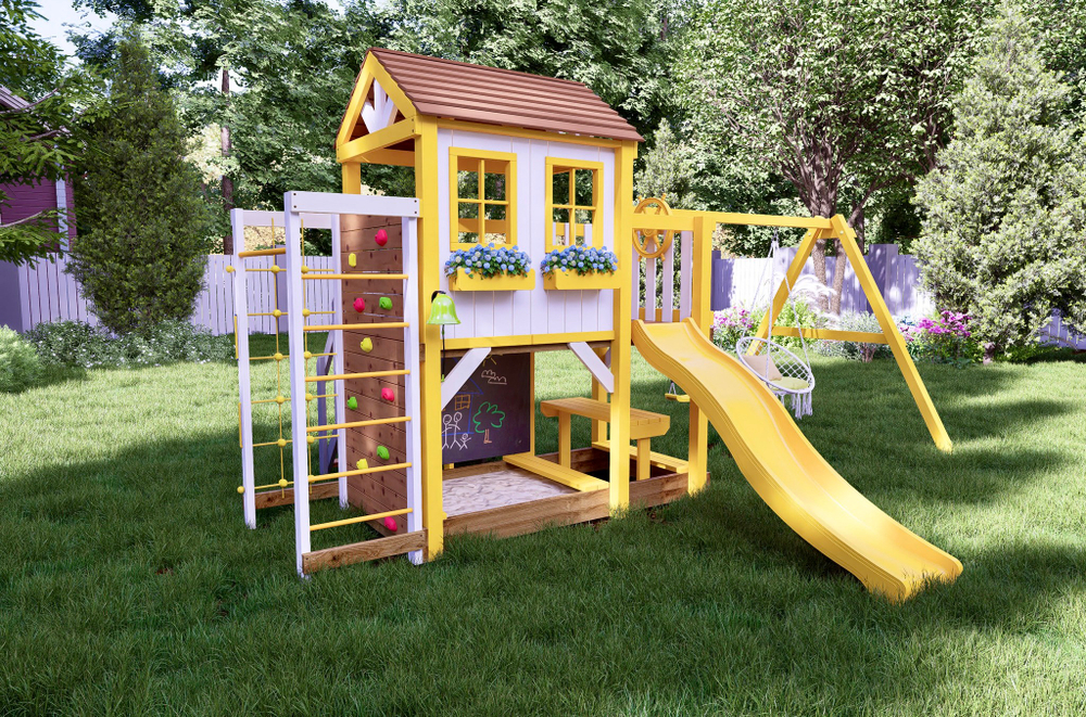 Детский домик с качелями "Прованс - спорт плюс"