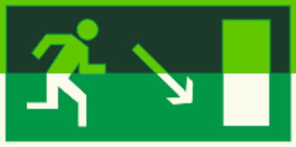 Е 07 "Направление к эвакуационному выходу направо вниз"