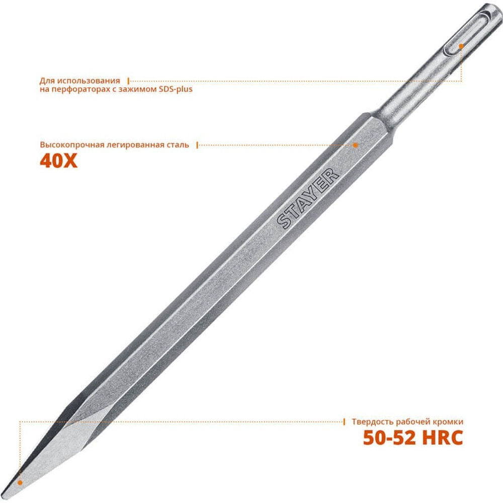 Зубило пикообразное Gorilla Force (250 мм; SDS-Plus) Stayer 29351-00-250_z02