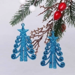 Подвески в блестках «Елочка кудрявая» 7 см (набор 2шт), голубой