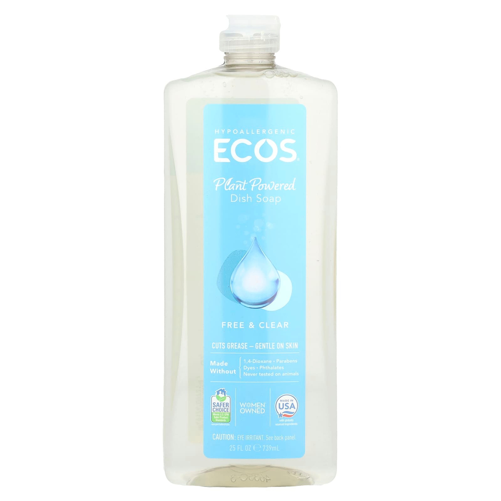 Earth Friendly Products, ECOS®, мыло для посуды на растительной основе, бесцветное и прозрачное, 739 мл (25 жидк. унц.)