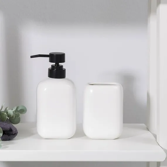 Набор аксессуаров для ванной комнаты Доляна «Лофт», 2 предмета (дозатор для мыла, стакан)