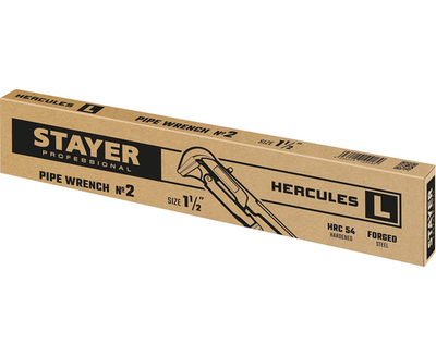 STAYER Hercules-L, №2, 1.5″, 440 мм, трубный ключ с прямыми губками (27331-2)