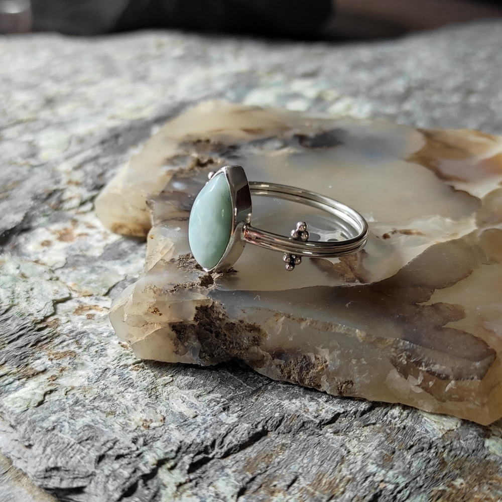 Кольцо ТРЕТИЙ ГЛАЗ, ларимар/серебро