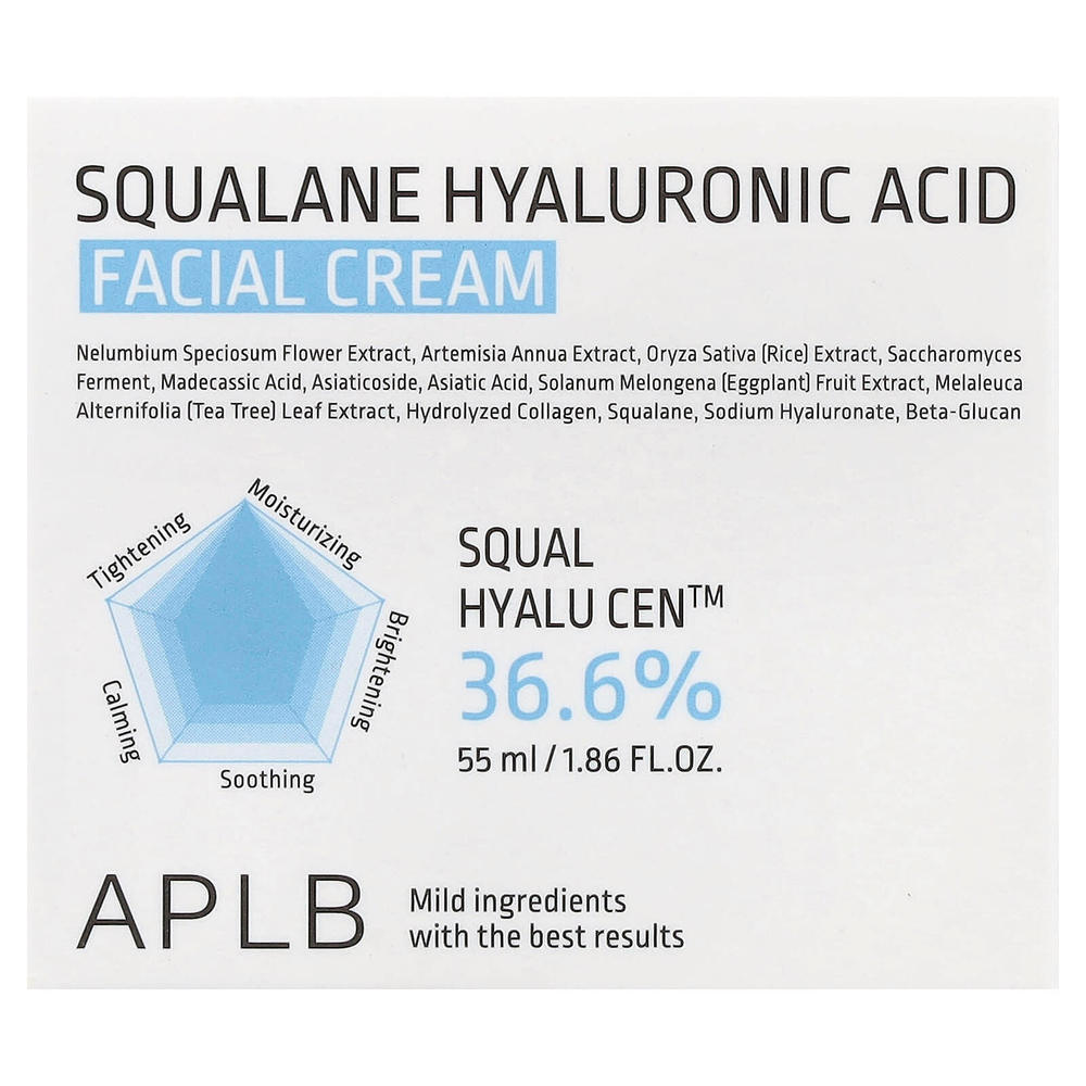 APLB, Крем для лица со скваланом и гиалуроновой кислотой, 55 мл (1,86 жидк. Унции)