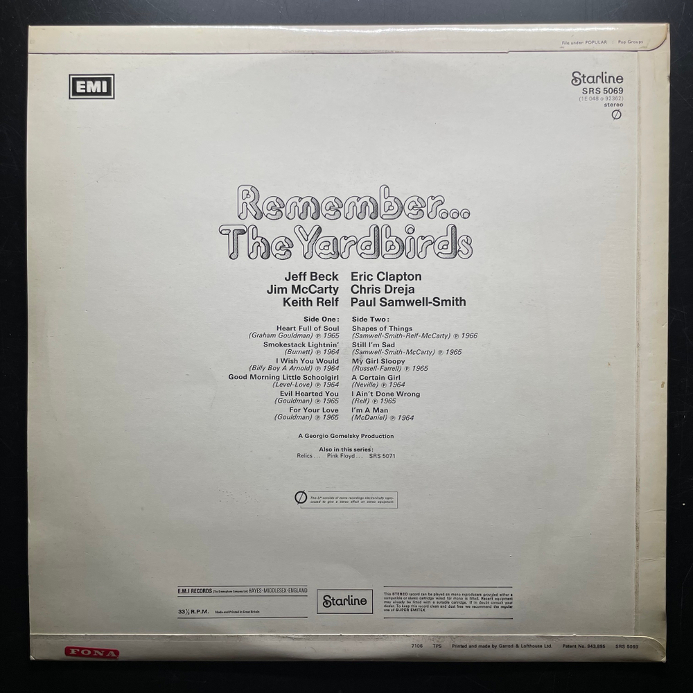 The Yardbirds ‎– Remember... The Yardbirds (Дания 1971г.)