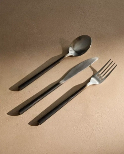 ZARA HOME НАБОР СТАЛЬНЫХ СТОЛОВЫХ ПРИБОРОВ (НАБОР ИЗ 3 ПРЕДМЕТОВ), ЧЕРНЫЙ