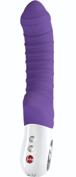 Фиолетовый вибратор с рёбрышками Tiger - 22,3 см. (Цвет: фиолетовый)