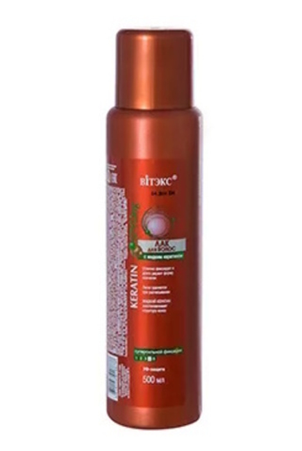 Лак для волос 	"Keratin Styling" с жидким кератином суперсильной фиксации 500 мл. Витэкс