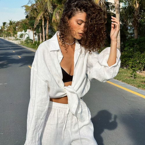 Костюм из хлопка и льна