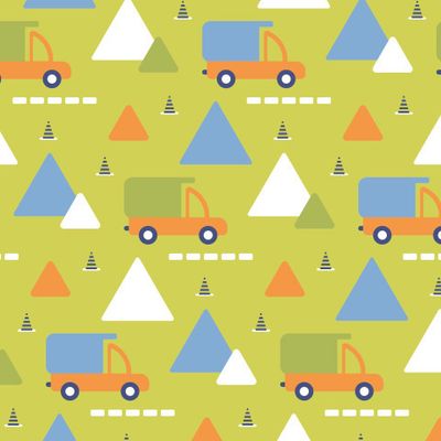 Buy baby fabric trucks cars green