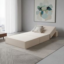 Кресло кровать раскладное с кантом бескаркасное 200х90 (милк Вивальди)