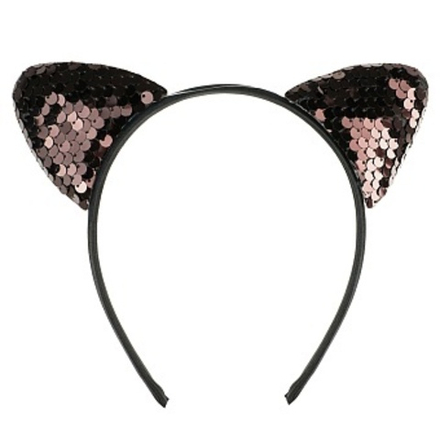 Ободок Кошка, с пайетками, Шоколадный, 1 шт.