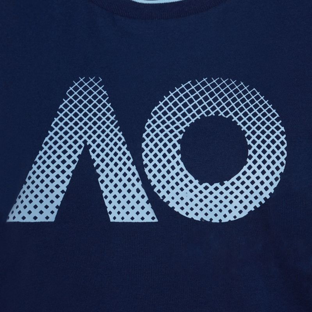 Женская теннисная футболка Australian Open T-Shirt AO Textured Logo - небесный