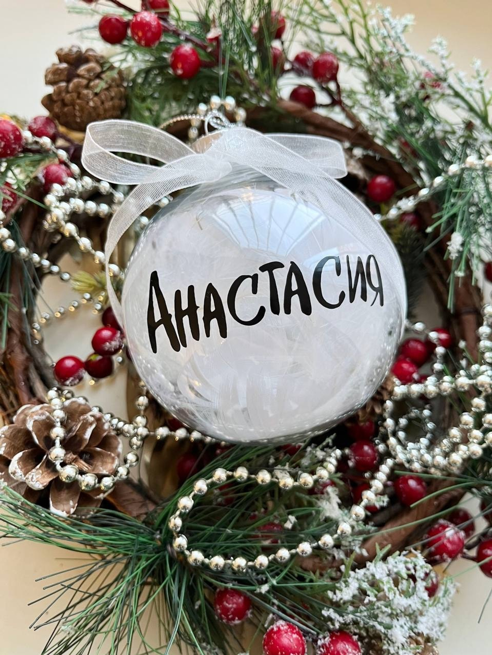 Ёлочная игрушка шар на ёлку с именем, 1 шт №2072