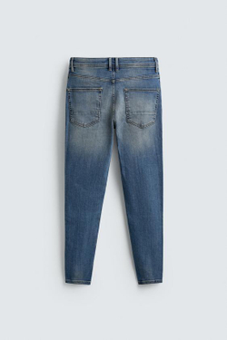 ZARA УКОРОЧЕННЫЕ ДЖИНСЫ SKINNY, ВЫЦВЕТШИЙ СИНИЙ