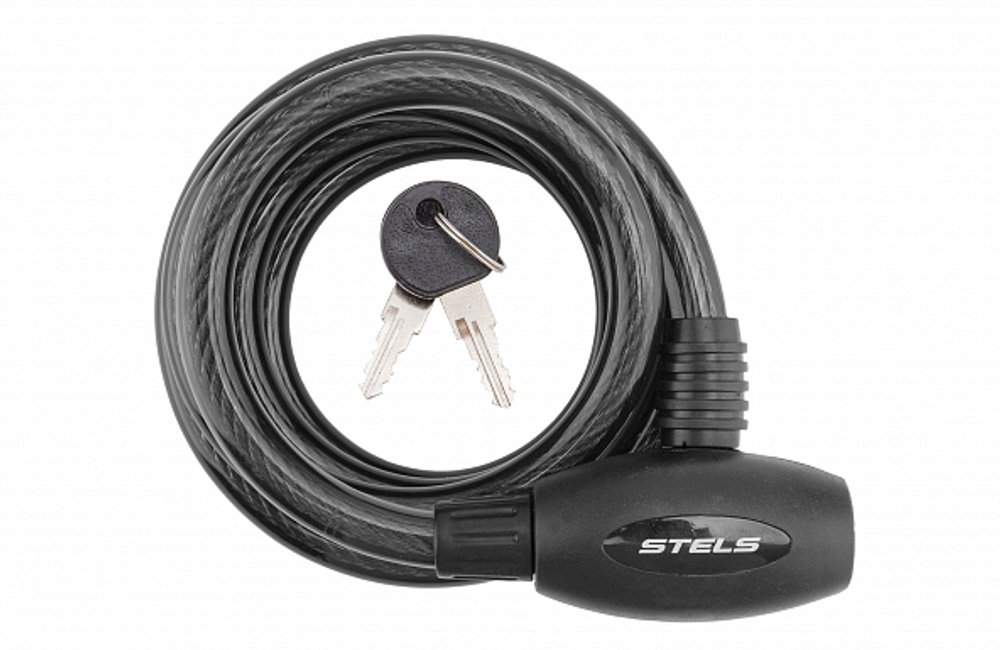 Трос-замок 12х1800мм 87306 STELS с ключом, чёрный
