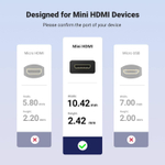 Кабель-переходник HDMI - mini HDMI, V2.0, 4K@60Hz, 22см, UGREEN 20137