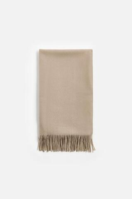 ZARA ШАРФ С БАХРОМОЙ, СЕРО-КОРИЧНЕВЫЙ