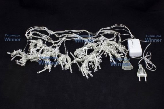 Занавес с мерцающим диодом 1.5*1.5 м., 220V, 160 разноцветных LED ламп, соединяемый, прозрачный провод, Winner Light (m.03.5T.160+)