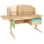 Растущая парта с навесной тумбой, задней и боковой полками Дэми СУТ 25-05-Б1НЗ (1500×880 мм)