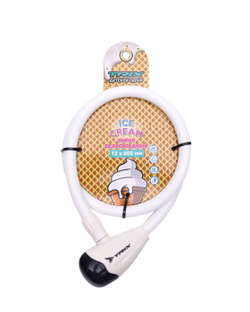 Замок велосипедный TRIX Ice Cream детский, с ключами 12×800мм, белый
