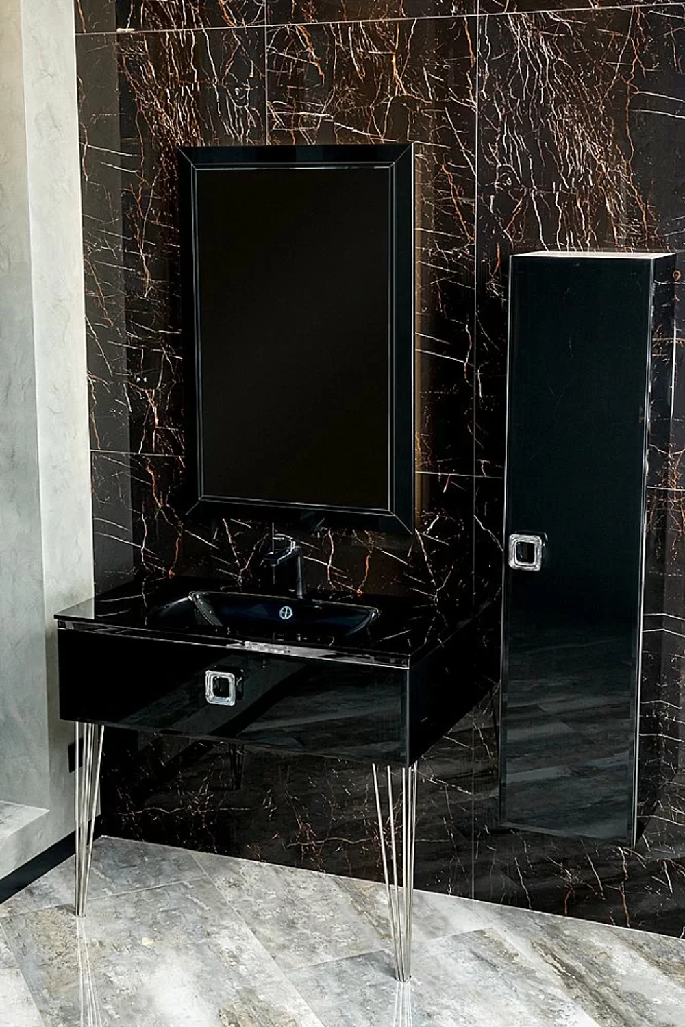 Консоль с раковиной Armadi Art LUCIDO 770-080-B 80 глянцевый черный