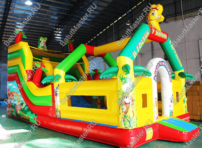 Батут с горкой "В гостях у жирафа", 8*4*5 м