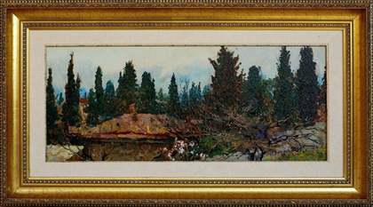 Картина Бочарова С.П. "Весна в Ялте" холст/масло 25х60